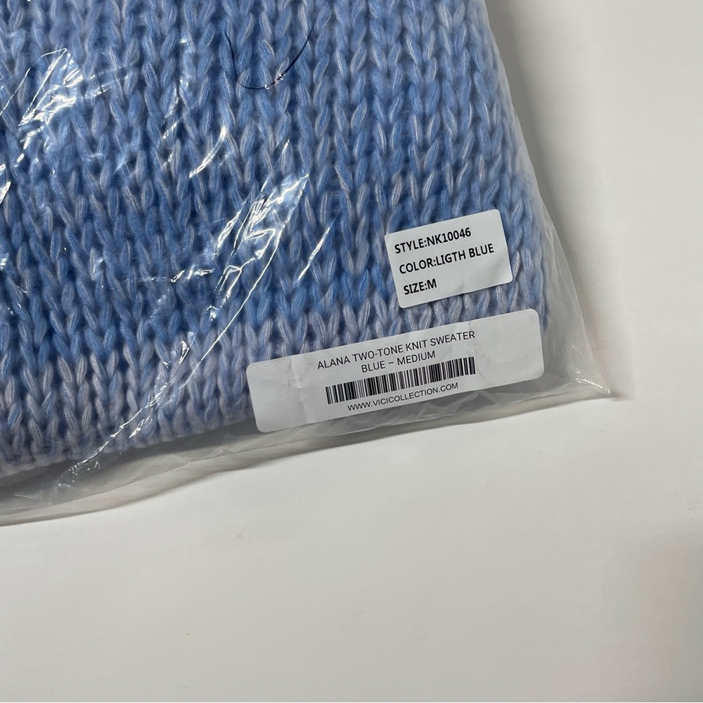 NEW Vici Alana Two-Tone Knit Sweater Blue Size Medium - Picture 10 of 11